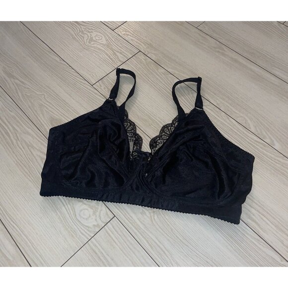 Vintage Gelmart 1109 Satin Lace Unlined Full Coverage Wireless Bra 40D Black - Picture 1 of 6